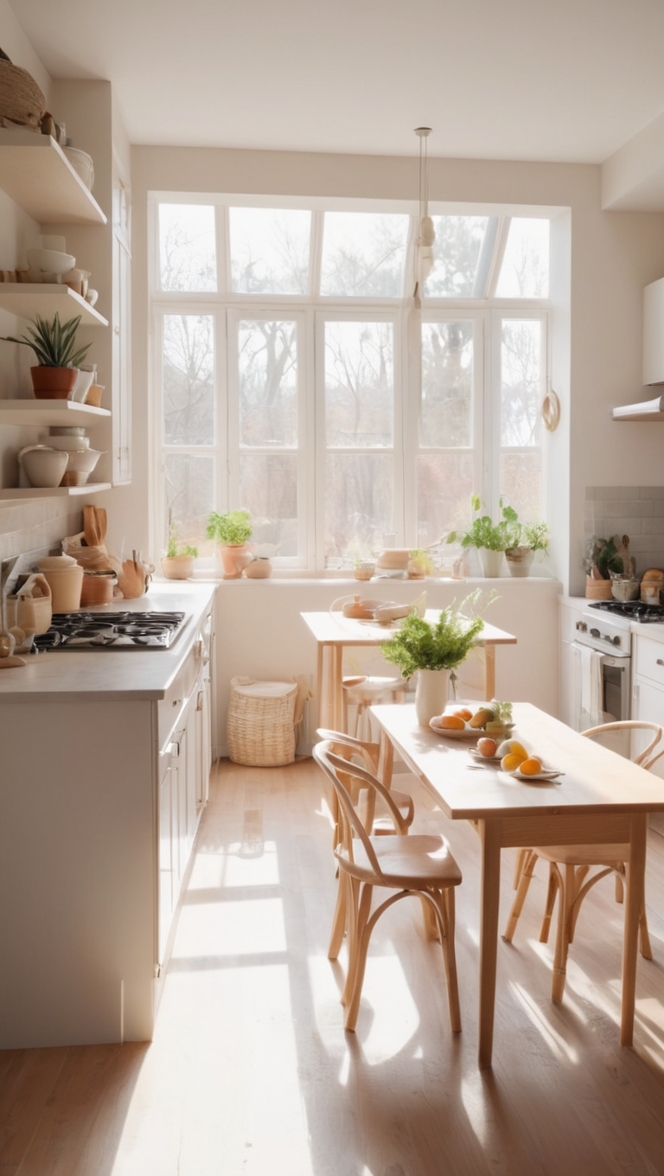 cozy kitchen decor, modern farmhouse kitchen, rustic kitchen interior, minimalist kitchen design, boho chic kitchen