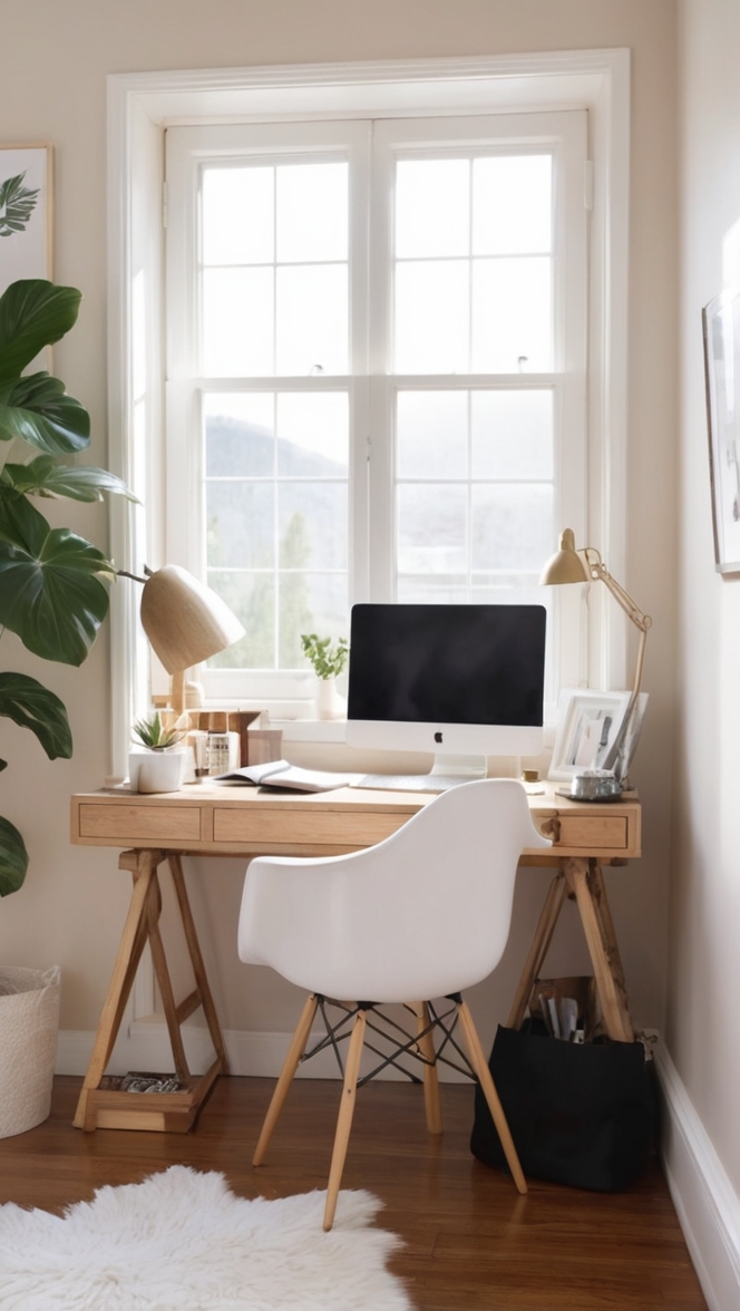 inspirational home office decor, modern home office design, Scandinavian home office ideas, minimalist home office setup, stylish home office furniture