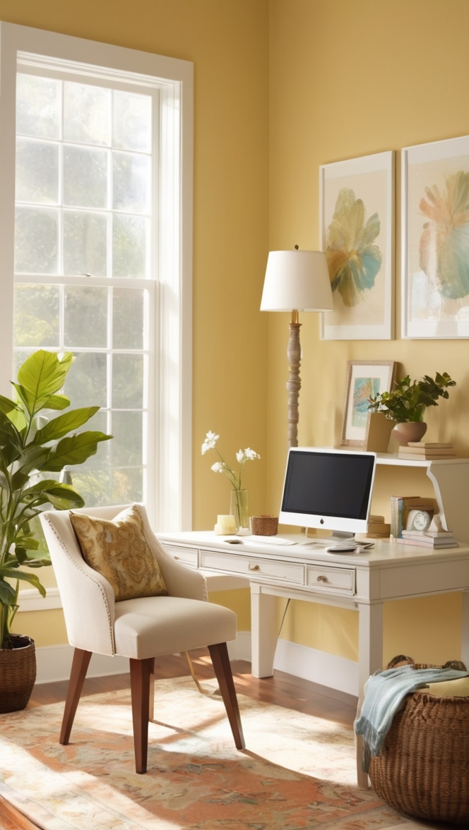 light, cozy, home office, minimalist, workspace