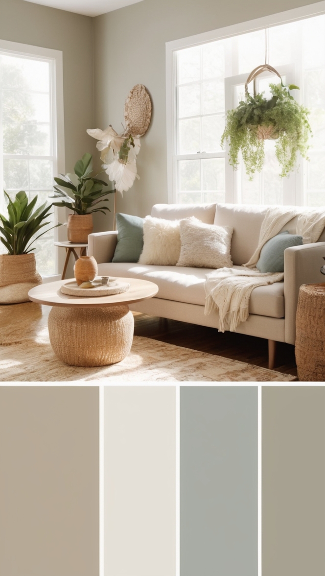 minimalist bohemian decor, minimalist boho interior design, modern bohemian living room, simple boho home decor, contemporary boho living space