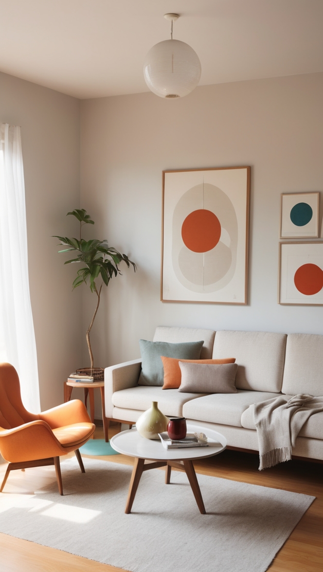 retro living room decor, minimalist living room ideas, modern vintage living room, mid century modern living room, vintage minimalist interior