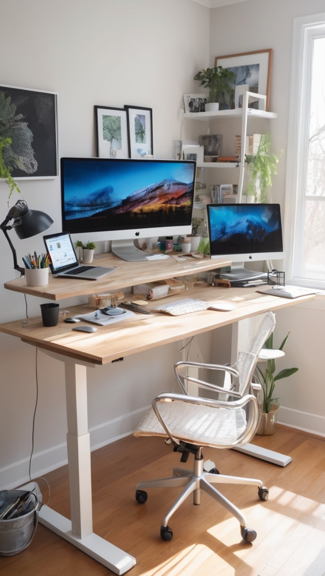 triple monitor setup, multi screen desk, three monitor workstation, multiple monitor arrangement, computer workstation layout