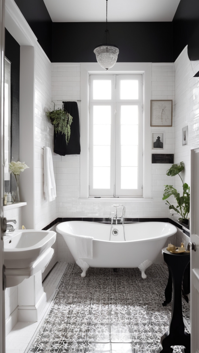 black and white floor tiles bathroom, black and white patterned tiles bathroom, black and white mosaic tiles bathroom, black and white hexagon tiles bathroom, black and white subway tiles bathroom