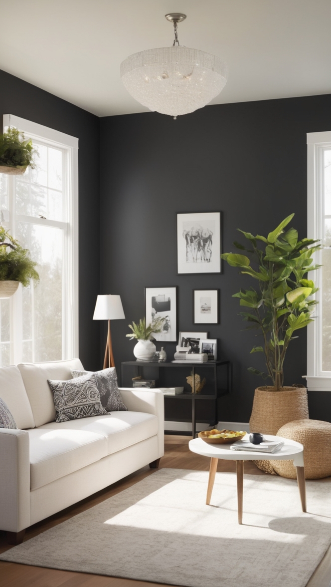 black minimalist furniture, modern black living room, monochromatic decor, sleek black design, contemporary minimalism