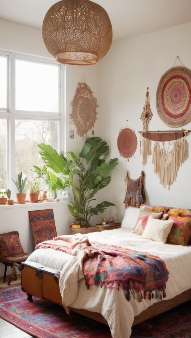 bohemian bedroom decor, boho bedroom ideas, chic bedroom design, boho style bedroom, modern boho bedroom