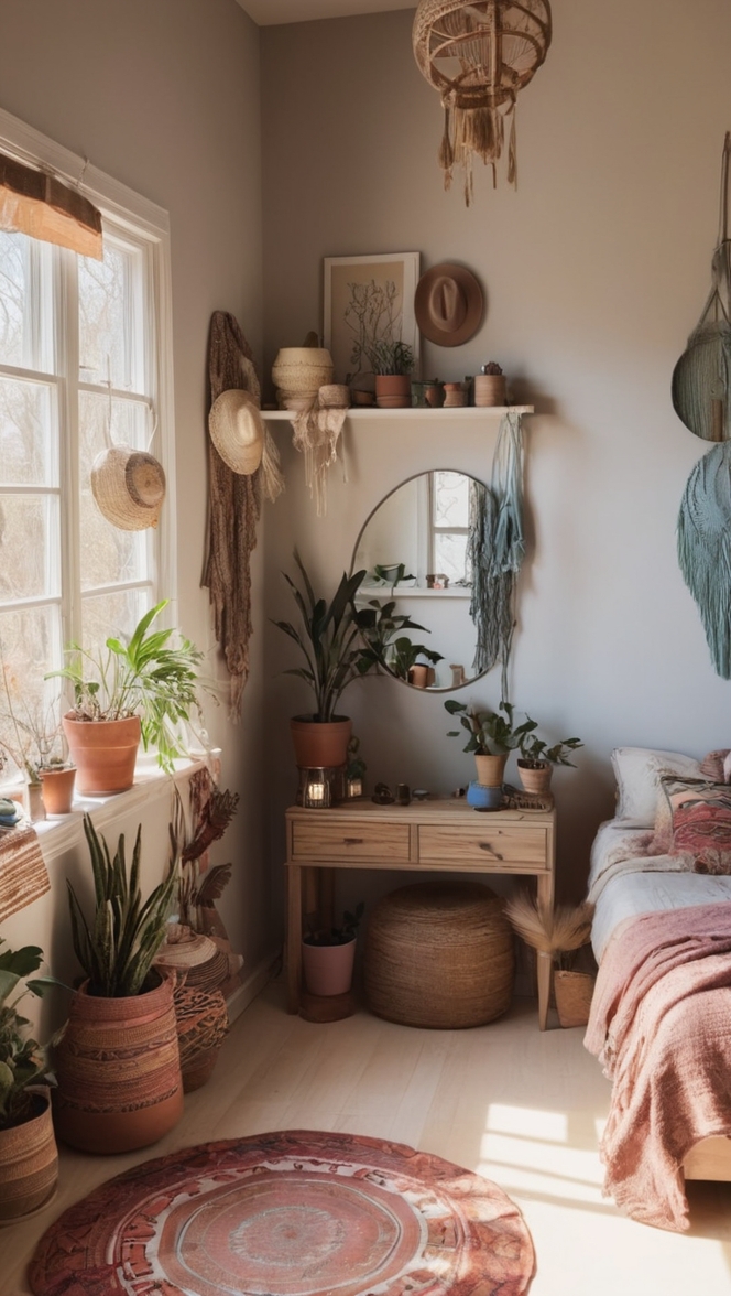 witchcraft decor, mystical bedroom, bohemian witch, dark boho bedroom, magical home sanctuary