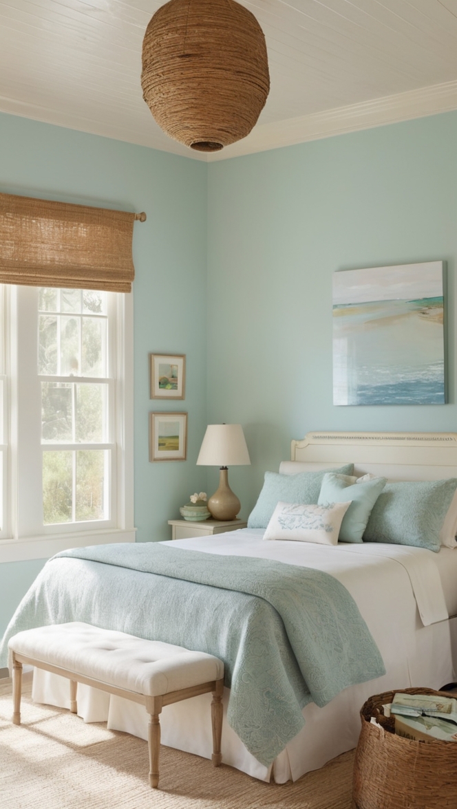 coastal bedroom decor, coastal bedding, beach house bedroom, nautical bedroom, ocean themed bedroom