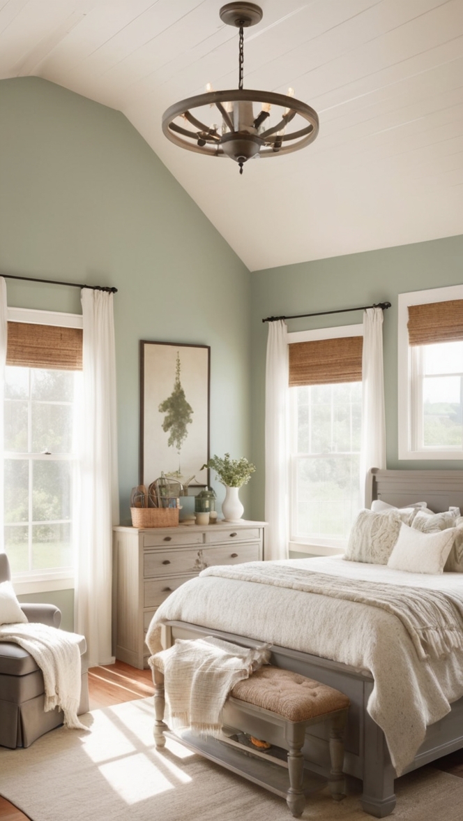 farmhouse bedroom decor, rustic bedroom design, country bedroom ideas, vintage farmhouse style, comfortable bedroom furniture