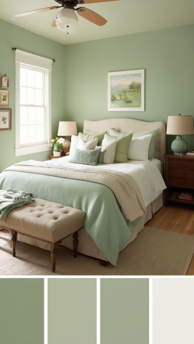 cozy bedroom decor, green bedroom ideas, bedroom design, interior design, home decor