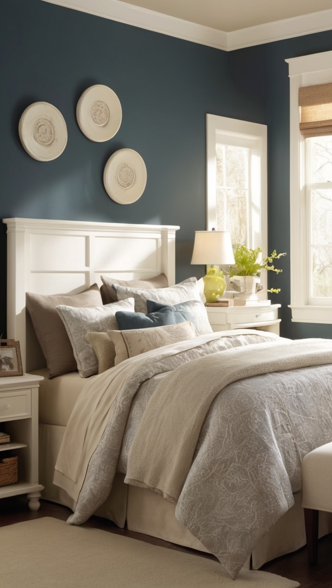 bedroom design ideas, cozy bedroom decor, dark bedroom inspiration, elegant bedroom styling, modern bedroom ideas