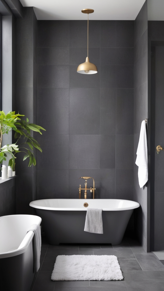 grey bathroom tiles, dark tiles, bathroom floor tiles, slate bathroom tiles, charcoal tiles
