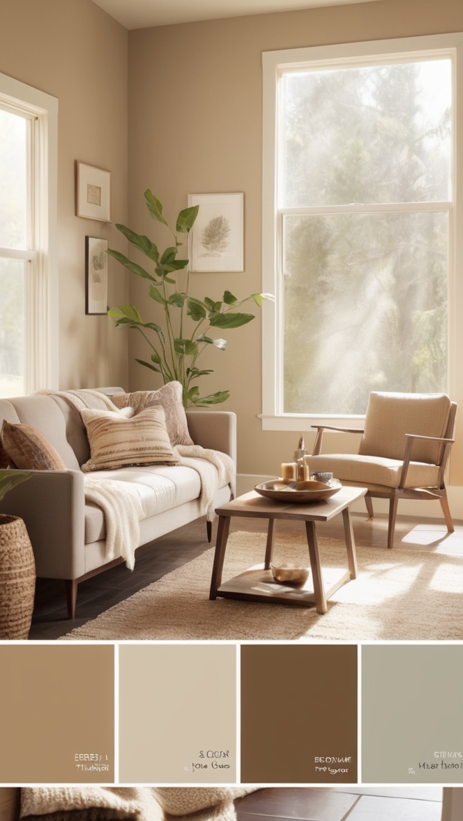 organic home decor, sustainable living room design, modern eco-friendly furniture, natural material furnishings, earth-tone interior design