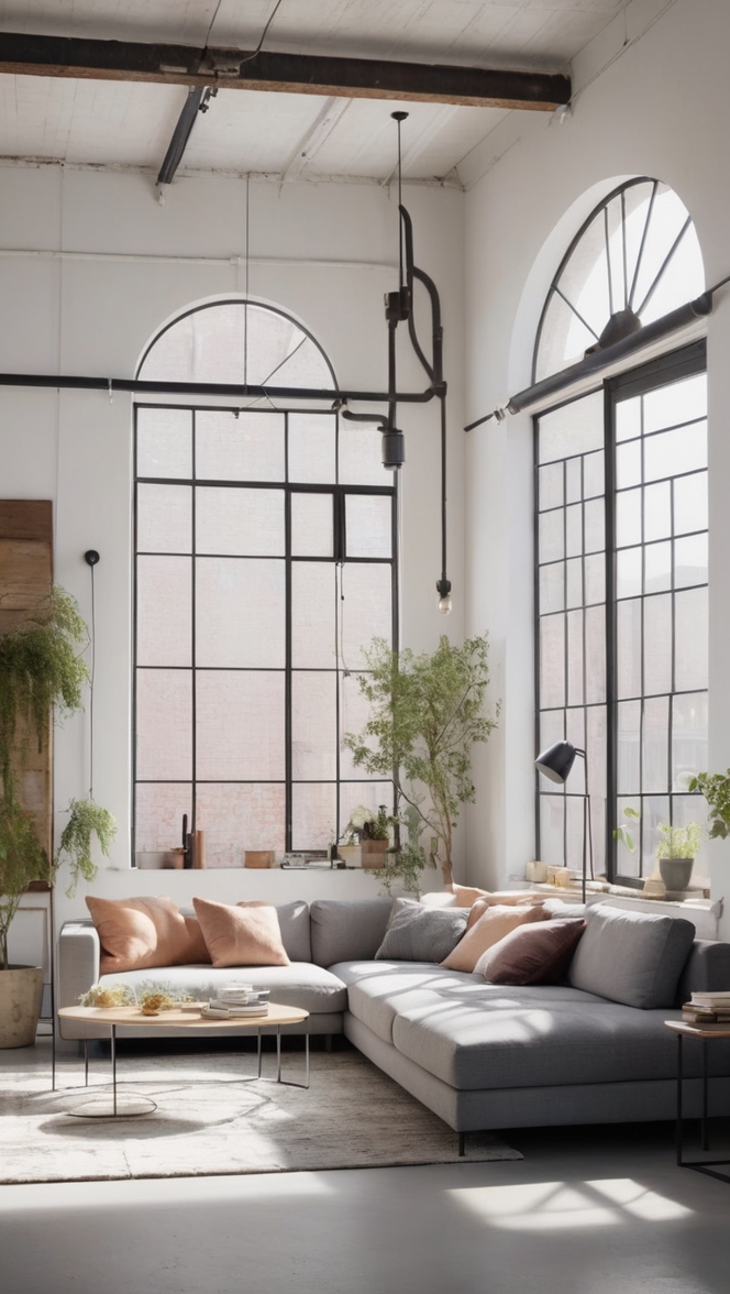 modern industrial furniture, minimalist loft decor, industrial chic design, contemporary industrial home, urban loft living