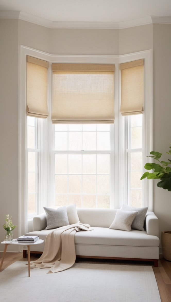 window blinds, sheer curtains, roman shades, blackout curtains, roller shades