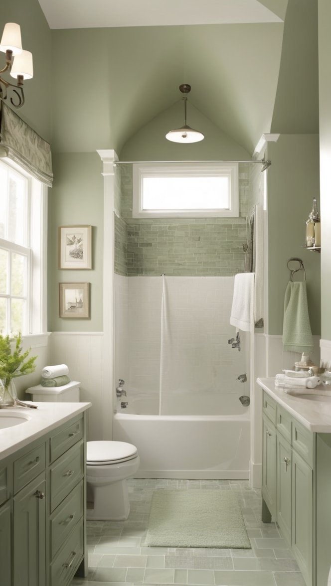 sage green tile, green bathroom tile, bathroom tile ideas, sage green ceramic tile, green subway tile