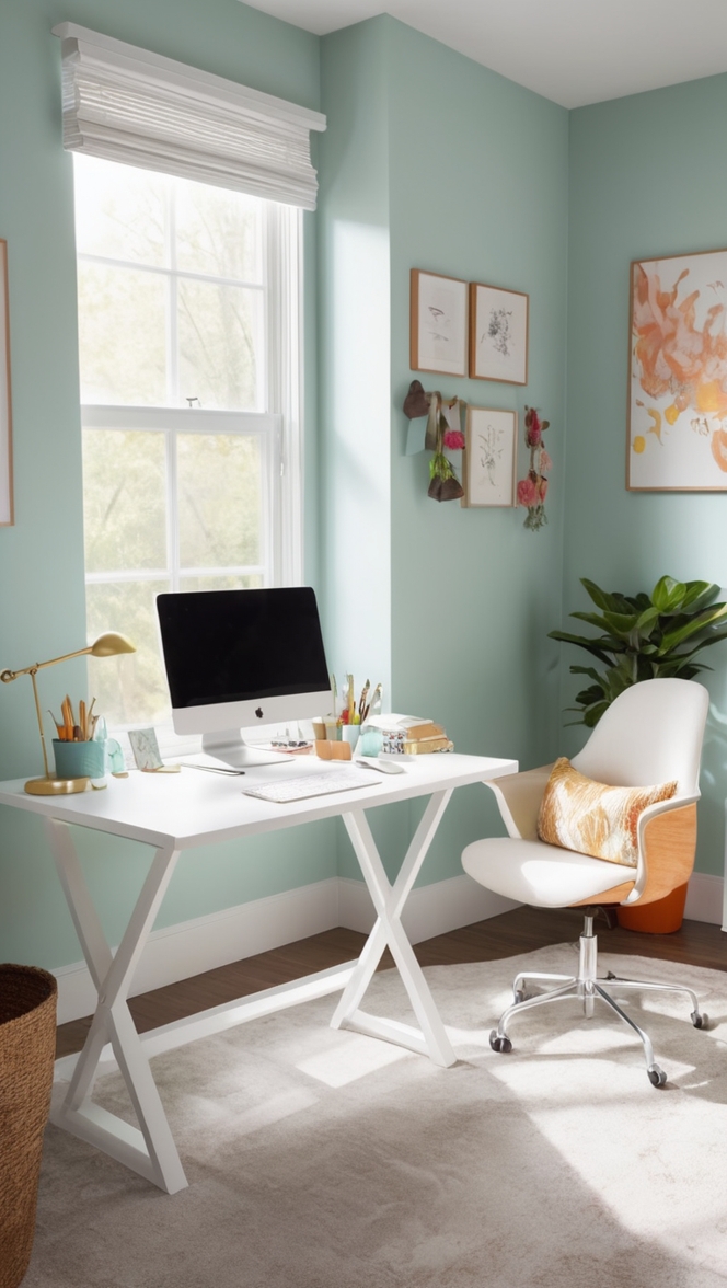 small office design, home office setup, small office furniture, home office organization, office desk essentials