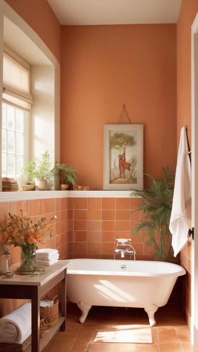 terracotta floor tiles, terracotta tile shower, terracotta tile backsplash, terracotta tile flooring, terracotta tile bathroom