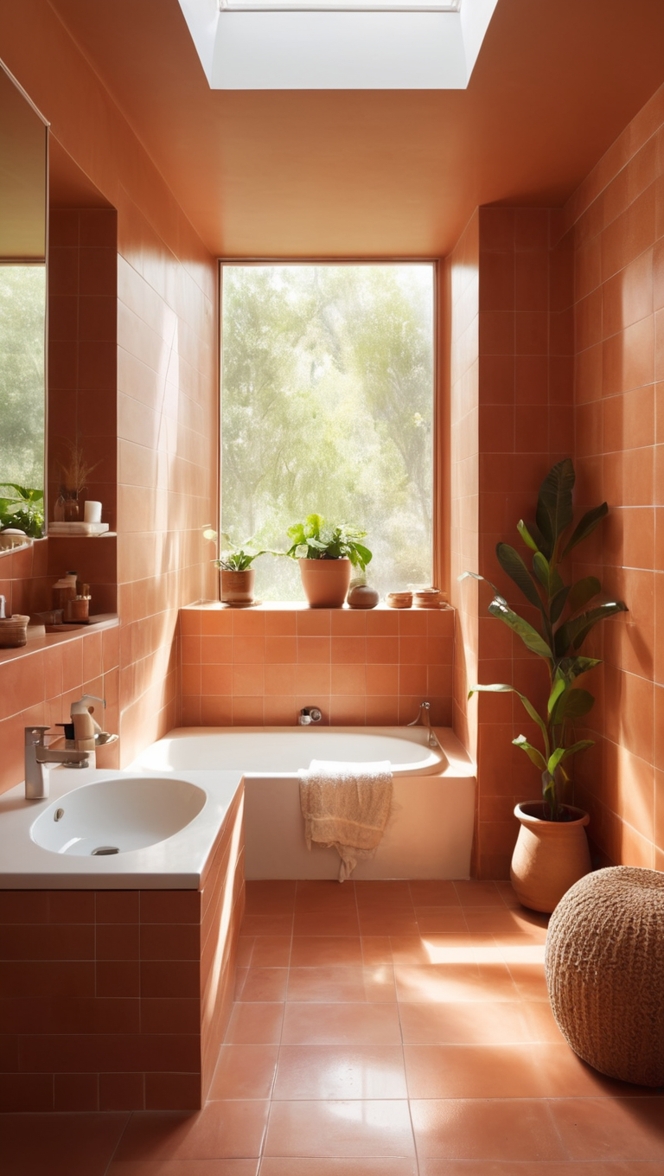 terracotta floor tiles, terracotta tile shower, terracotta tile backsplash, terracotta tile flooring, terracotta tile bathroom