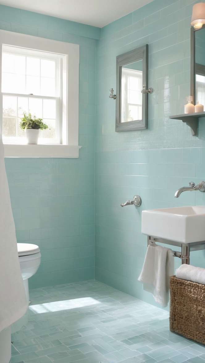 turquoise bathroom tiles, turquoise mosaic tiles, turquoise subway tiles, turquoise glass tiles, turquoise ceramic tiles