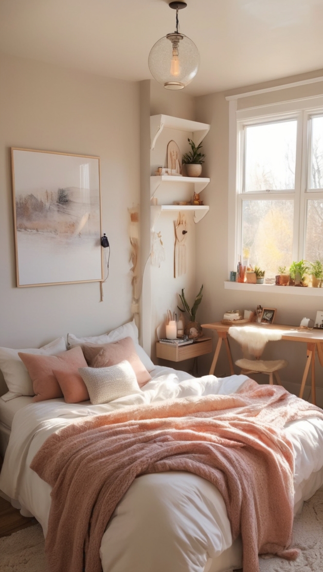 warm bedroom decor, cozy bedroom ideas, comfortable bedding sets, soft throw pillows, inviting ambience