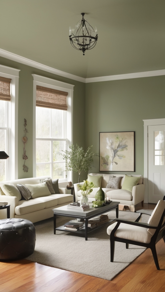 black living room decor, green sofa, home decorating, interior design, luxury furniture