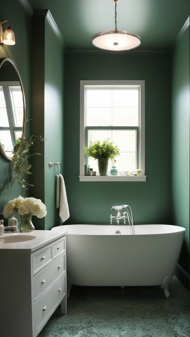 dark green tiles, green bathroom decor, emerald bathroom accessories, forest green bath rugs, moss green bath towels