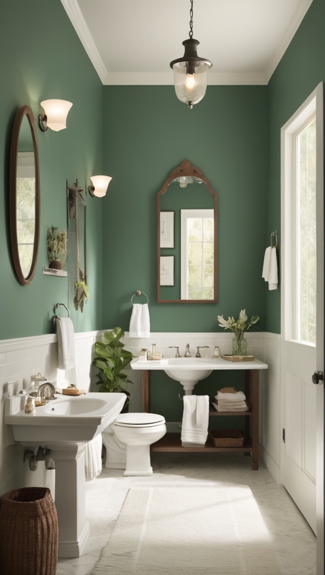 deep green bathroom, bathroom renovation ideas, eco-friendly bathroom design, sustainable bathroom solutions, natural bathroom materials