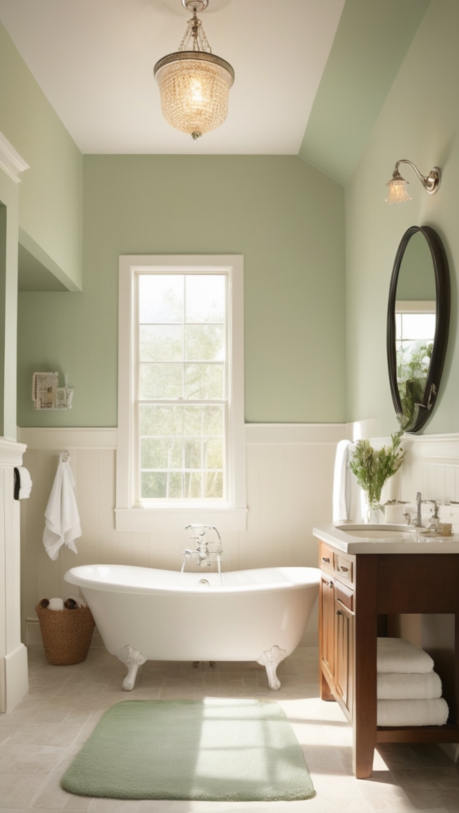 green bathroom decor, beige bathroom tiles, luxury bathroom ideas, modern bathroom design, elegant bathroom accessories