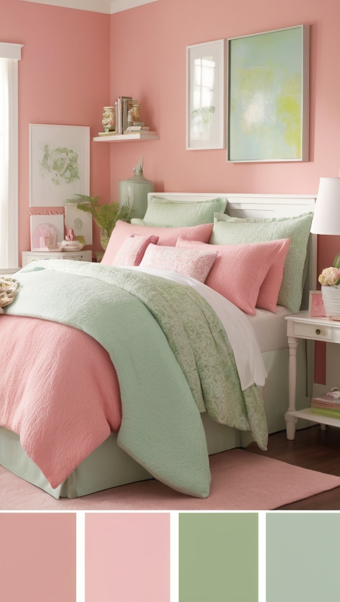 green and pink bedroom decor, pink and green bedroom ideas, green and pink color scheme, pink and green bedroom accessories, green and pink bedroom design