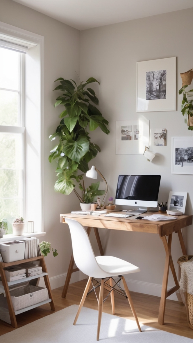 home office design, small home office, compact workspace, bedroom workspace, efficient work area