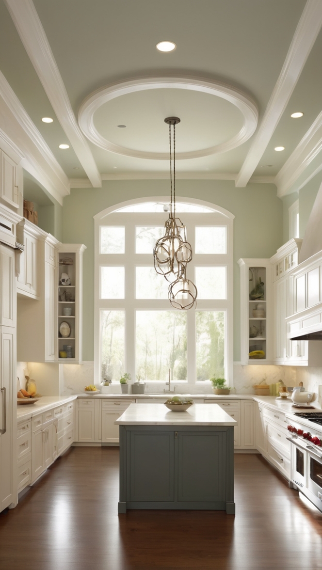 kitchen lighting ideas, contemporary kitchen design, modern kitchen ceiling, luxury kitchen decor, high-end kitchen renovations