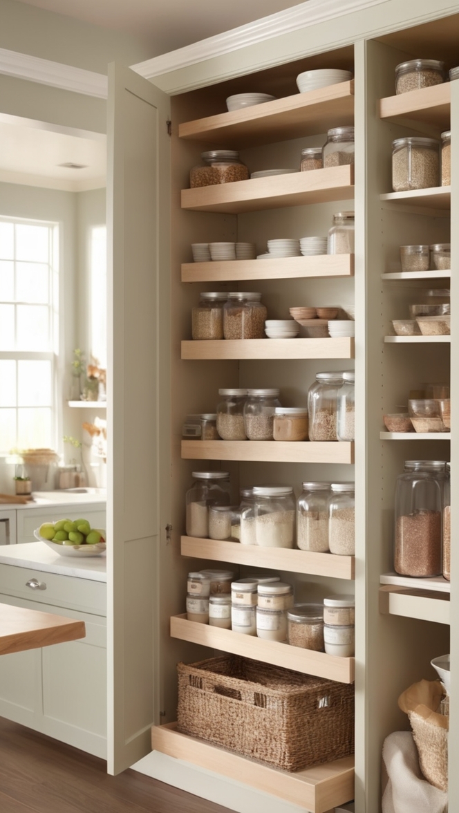 kitchen storage solutions, pantry organization ideas, kitchen organization hacks, pantry storage containers, kitchen cabinet organization