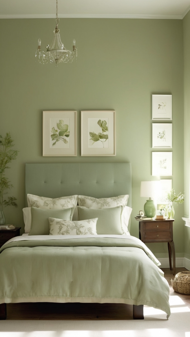 sage green paint, sage green walls, sage green decor, sage green bedding, sage green furniture