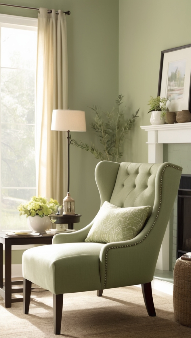 sage green accent chair, comfortable sage green chair, modern sage green lounge chair, elegant sage green armchair, luxury sage green recliner