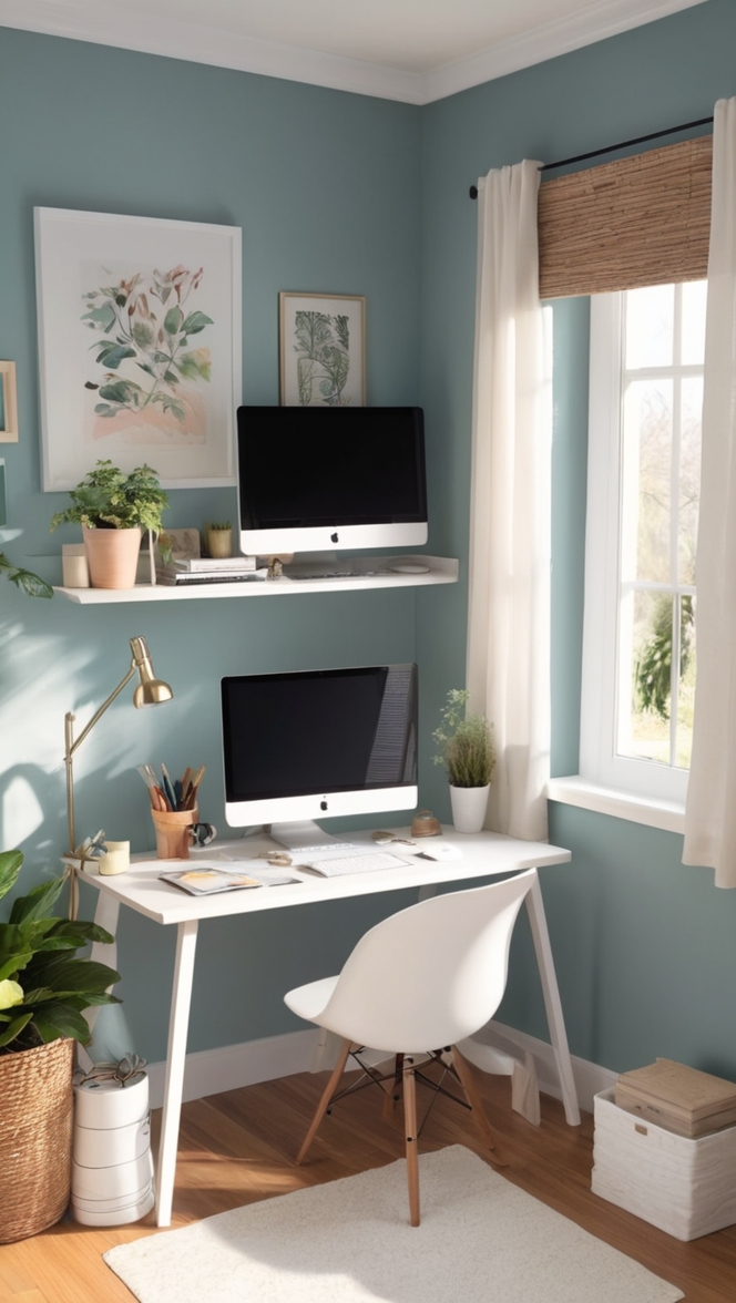 home office decor, office organization, small space office, work from home, small office design