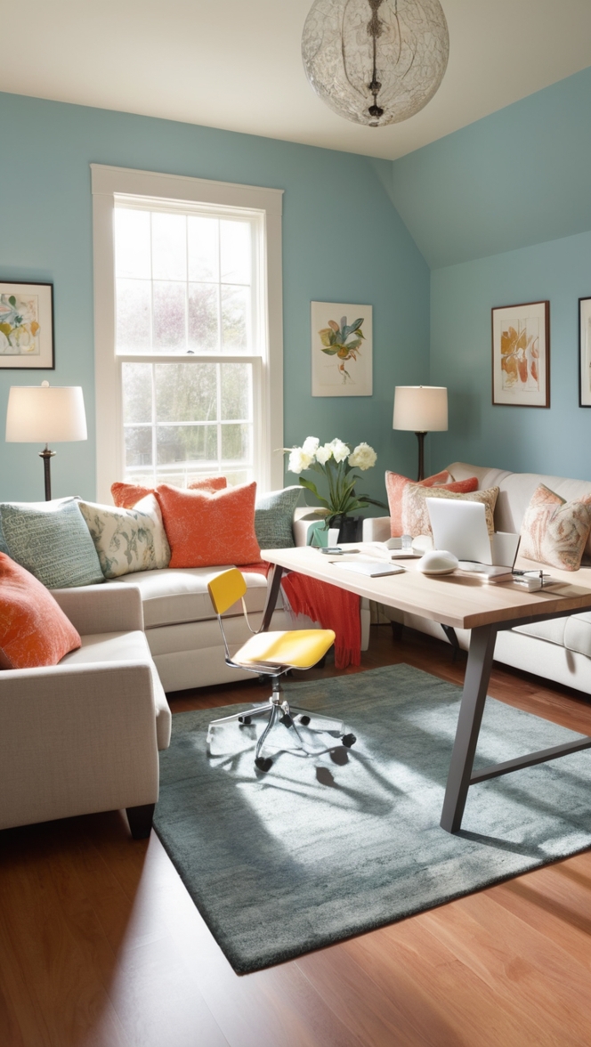 small home office furniture, home office sofa, compact office desk, minimalist office chair, space-saving workstation