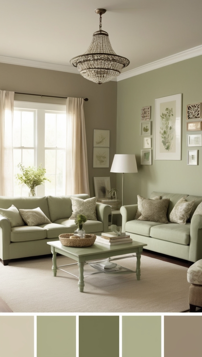 taupe paint colors, sage green decor, neutral living room ideas, contemporary living room design, elegant home decor