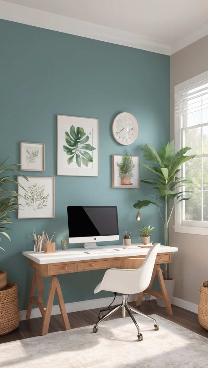 remote work setup, home office furniture, ergonomic office chair, dual monitor setup, productive work environment