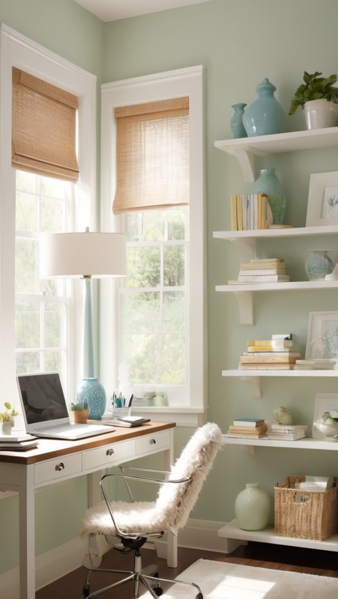 aesthetic home office decor, minimalist workspace design, modern office furniture, chic home office layout, stylish desk accessories