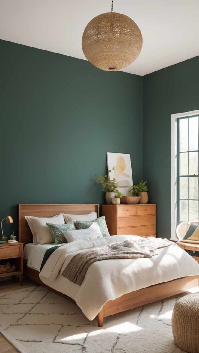 dark green room decor, green bedroom ideas, emerald green bedroom, green bedroom walls, modern green bedroom