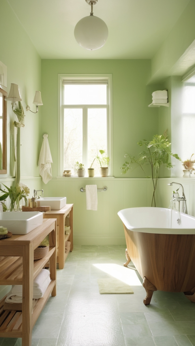 green bathroom renovation, wood bathroom design, eco-friendly bathroom remodel, sustainable bathroom ideas, natural wood vanity