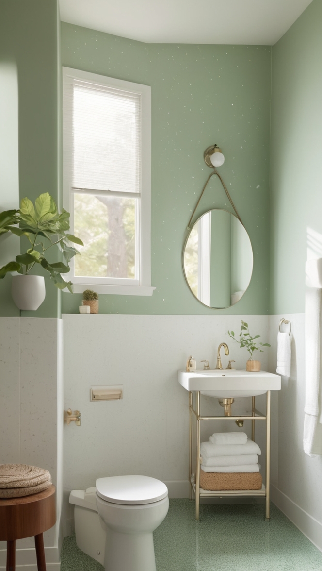 green terrazzo tiles, terrazzo bathroom flooring, terrazzo sink, terrazzo shower, terrazzo countertops