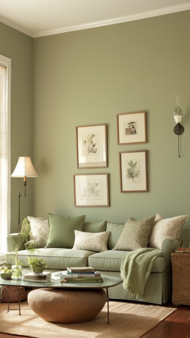 sage green paint, sage green decor, sage green walls, sage green furniture, sage green color palette
