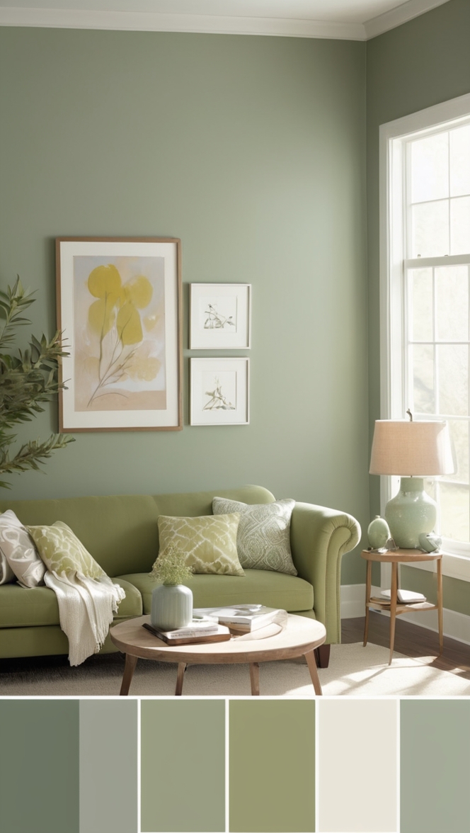 sage green sofa, sage green living room decor, sage green couch, sage green walls, sage green furniture