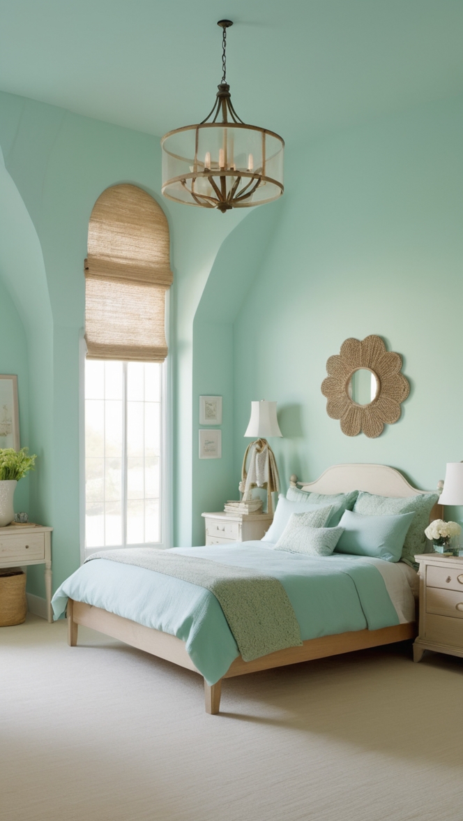 seafoam green bedding, seafoam green paint, seafoam green curtains, seafoam green decor, seafoam green furniture