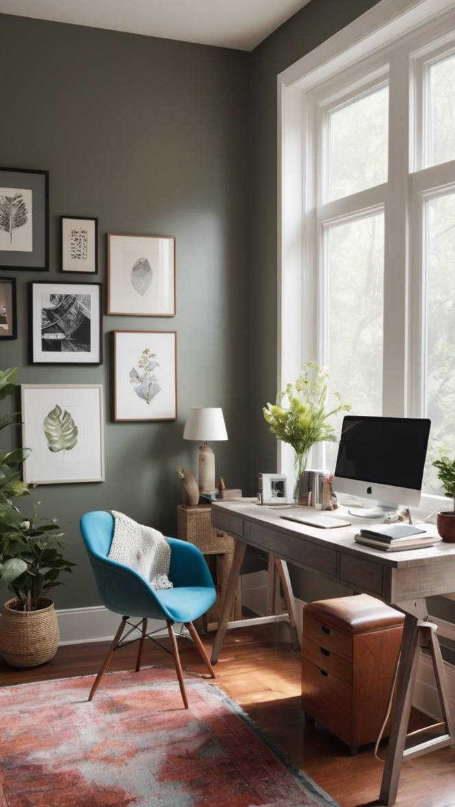 small home office decor, modern home office design, minimalist home workspace, chic office decor, stylish home office furniture