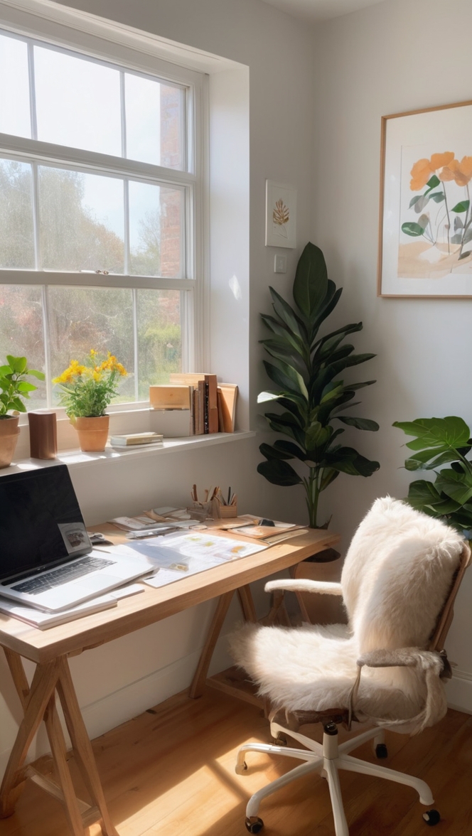 work from home setup, home office design, remote work space, cozy home office, stylish work from home