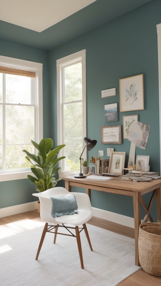 dark home office decor, modern home office design, sophisticated office decor, elegant workspace ideas, chic office interiors