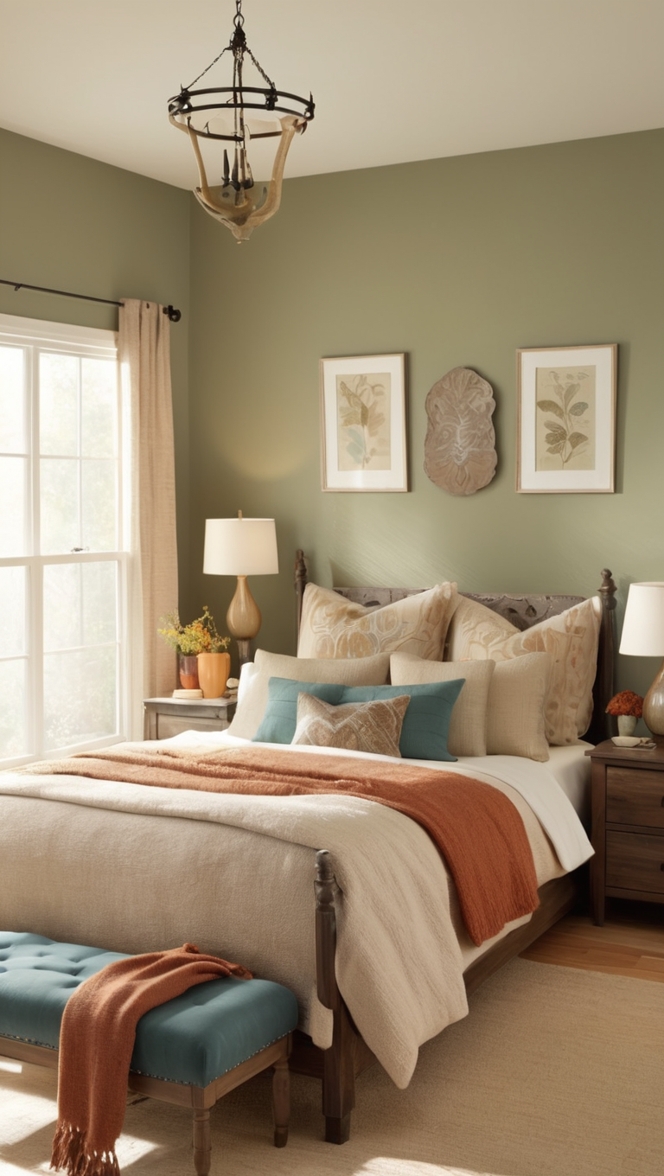 bedroom color scheme, neutral bedroom colors, calming bedroom colors, earth tone bedroom, rustic bedroom color