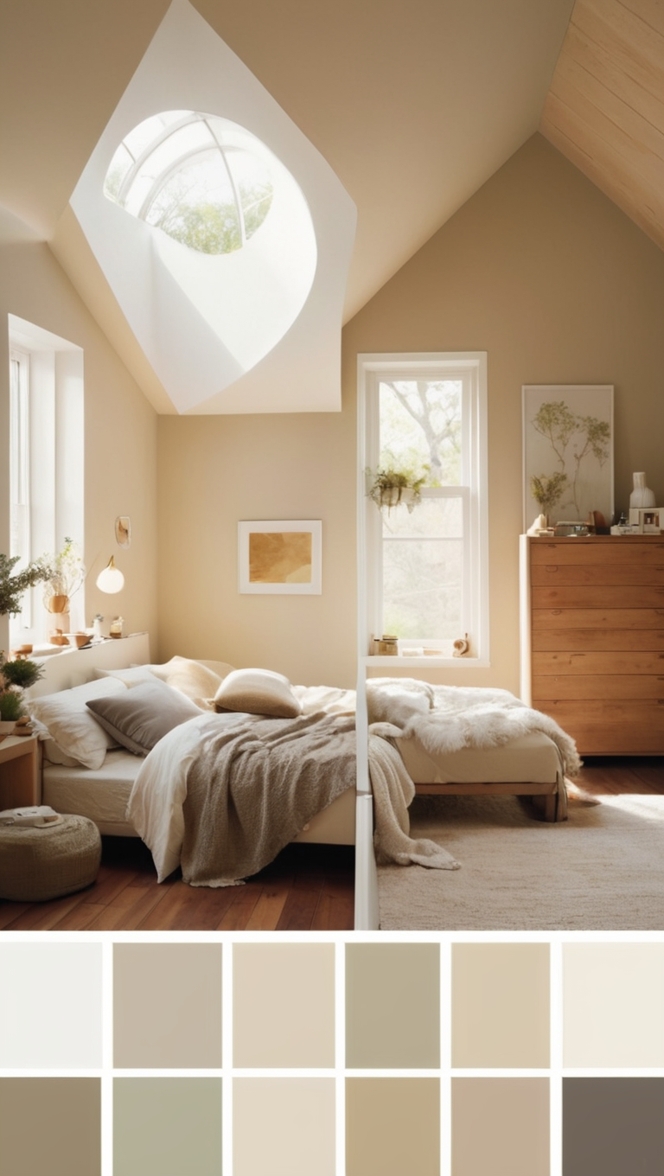 bedroom color scheme, neutral bedroom colors, calming bedroom colors, earth tone bedroom, rustic bedroom color